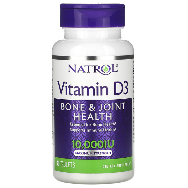 Natrol, Vitamin D3, Bone & Joint Health, Maximum Strength, 10,000 IU, 60 Tablets 1 Natrol, Vitamin D3, Bone & Joint Health, Maximum Strength, 10,000 IU, 60 Tablets