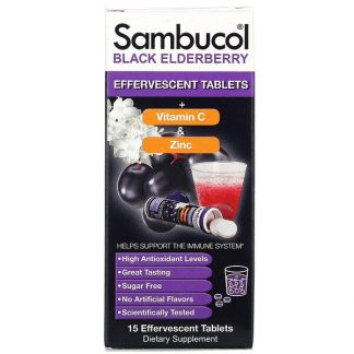 Sambucol, Black Elderberry + Vitamin C & Zinc, 15 Effervescent Tablets