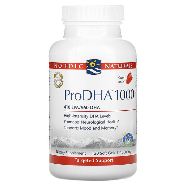 Nordic Naturals, ProDHA 1000, Strawberry , 1000 mg, 120 Soft Gels 1 Nordic Naturals, ProDHA 1000, Strawberry , 1000 mg, 120 Soft Gels