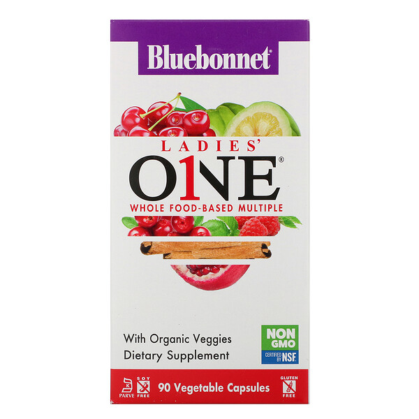 Bluebonnet Nutrition, Ladies' ONE, Whole Food-Based Multiple, 90 Vegetable Capsules 1 Bluebonnet Nutrition, Ladies' ONE, Whole Food-Based Multiple, 90 Vegetable Capsules