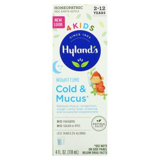 Hyland's, 4 Kids, Cold & Mucus, Nighttime, Ages 2-12, 4 fl oz (118 ml)