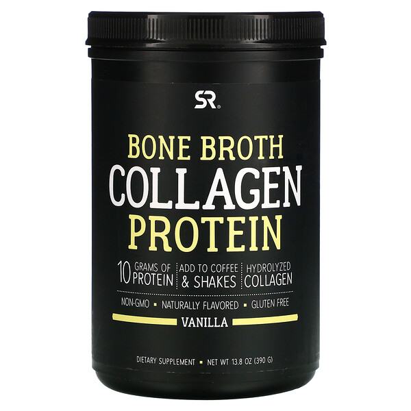 Sports Research, Bone Broth Collagen Protein, Vanilla, 13 Sports Research, Bone Broth Collagen Protein, Vanilla, 13.8 oz (390 g)