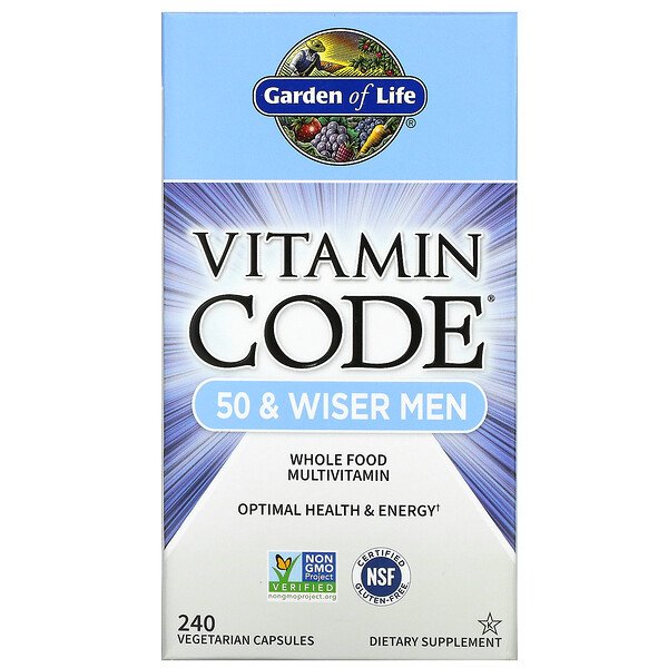 Garden of Life, Vitamin Code, 50 & Wiser Men, Whole Food Multivitamin, 240 Vegetarian Capsules 1 Garden of Life, Vitamin Code, 50 & Wiser Men, Whole Food Multivitamin, 240 Vegetarian Capsules