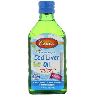 Carlson Labs, Kid's Wild Norwegian, Cod Liver Oil, Bubble Gum Flavor, 8.4 fl oz (250 ml)