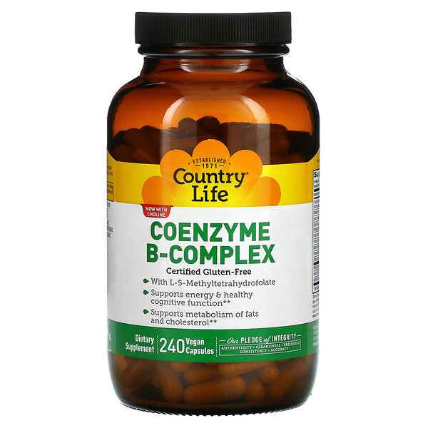 Country Life, Coenzyme B-Complex, 240 Vegan Capsules 1 Country Life, Coenzyme B-Complex, 240 Vegan Capsules