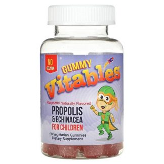 Vitables, Gummy Propolis & Echinacea for Children, Free Gelatin, Raspberry, 60 Vegetarian Gummies