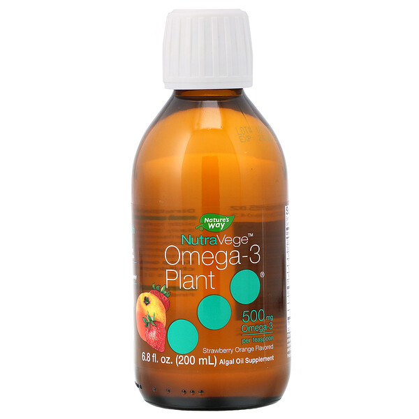 Nature's Way, NutraVege, Omega-3 Plant, Strawberry Orange Flavored, 500 mg, 6 Nature's Way, NutraVege, Omega-3 Plant, Strawberry Orange Flavored, 500 mg, 6.8 fl oz (200 ml)