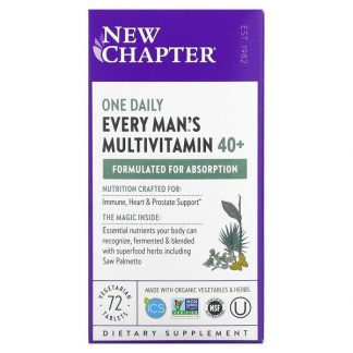 New Chapter, 40+ Every Man's One Daily Multivitamin, 72 Vegetarian Tablets