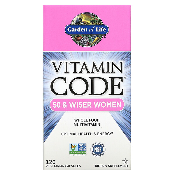 Garden of Life, Vitamin Code, Whole Food Multivitamin for Women, 50 & Wiser, 120 Vegetarian Capsules 1 Garden of Life, Vitamin Code, Whole Food Multivitamin for Women, 50 & Wiser, 120 Vegetarian Capsules