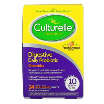 Culturelle, Digestive Daily Probiotic, Fresh Orange, 10 Billion CFUs, 24 Once Daily Tablets