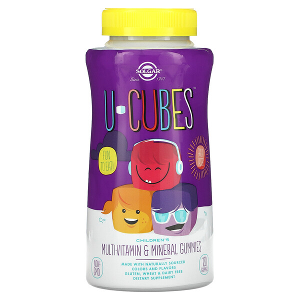 Solgar, U-Cubes, Children's Multi-Vitamin & Mineral Gummies, Cherry & Orange, 120 Gummies 1 Solgar, U-Cubes, Children's Multi-Vitamin & Mineral Gummies, Cherry & Orange, 120 Gummies