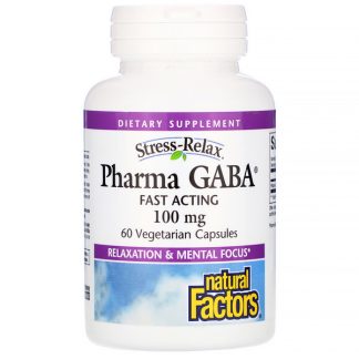 Natural Factors, Stress Relax, Pharma GABA, 100 mg, 60 Vegetarian Capsules
