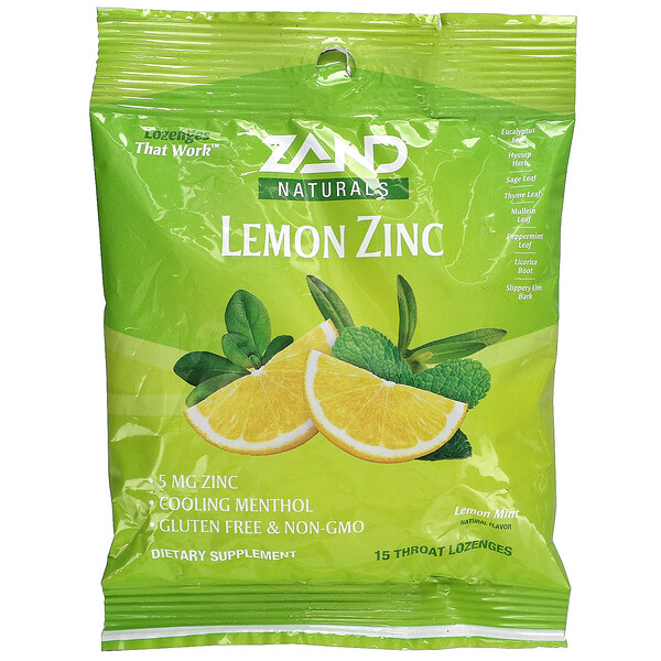 Zand, Naturals, Lemon Zinc, Lemon Mint, 15 Throat Lozenges 1 Zand, Naturals, Lemon Zinc, Lemon Mint, 15 Throat Lozenges