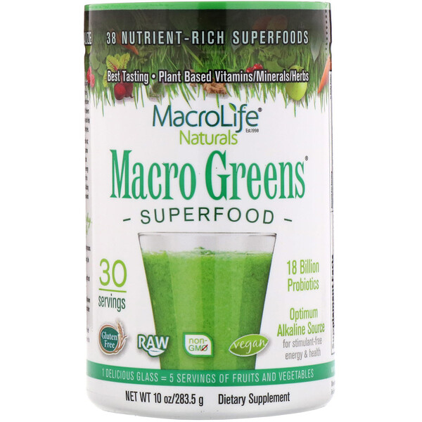 Macrolife Naturals, Macro Greens, Superfood, 10 oz (283 Macrolife Naturals, Macro Greens, Superfood, 10 oz (283.5 g)