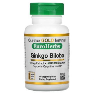 California Gold Nutrition, Ginkgo Biloba Extract, EuroHerbs, European Quality, 120 mg, 60 Veggie Capsules