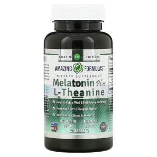 Amazing Nutrition, Melatonin Plus L-Theanine, 10 mg, 120 Tablets