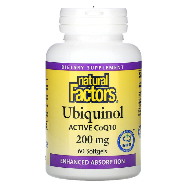 Natural Factors, Ubiquinol, 200 mg, 60 Softgels 1 Natural Factors, Ubiquinol, 200 mg, 60 Softgels