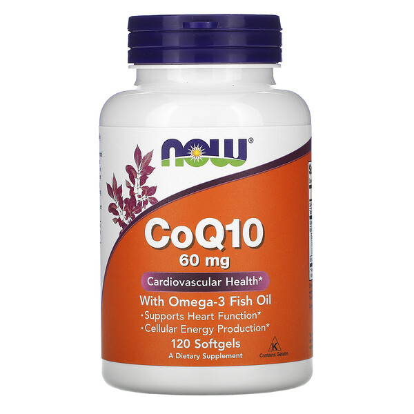NOW Foods, CoQ10 with Omega-3 Fish Oil, 60 mg, 120 Softgels 1 NOW Foods, CoQ10 with Omega-3 Fish Oil, 60 mg, 120 Softgels