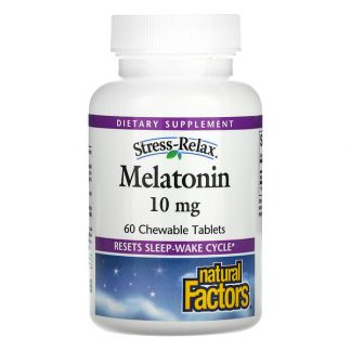 Natural Factors, Stress-Relax, Melatonin, 10 mg, 60 Chewable Tablets