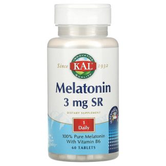 KAL, Melatonin SR with Vitamin B6, 3 mg, 60 Tablets