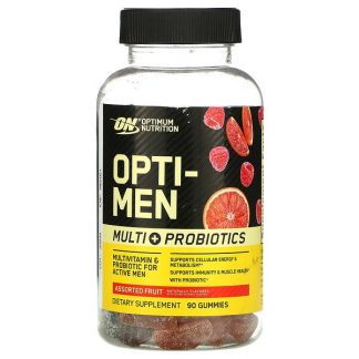 Optimum Nutrition, Opti-Men, Multi+ Probiotics, Assorted Fruit, 90 Gummies