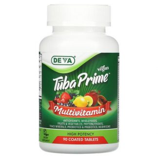 Deva, Tuba Prime Vegan Multivitamin, High Potency, 90 Coated Tablets