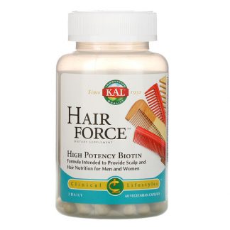 KAL, Hair Force, High Potency Biotin, 60 Vegetarian Capsules