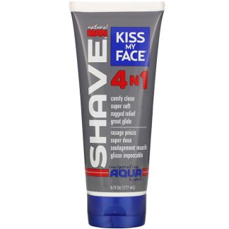 Kiss My Face, Natural Man, 4-in-1 Shave, Invigorating Aqua Scent, 6 fl oz (177 ml)