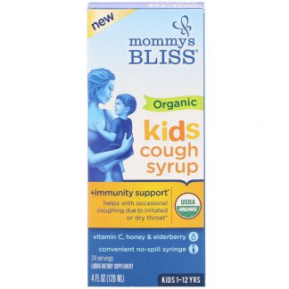 Mommy's Bliss, Kids, Organic Cough Syrup + Immunity Support, 1-12 Yrs, 4 fl oz (120 ml)