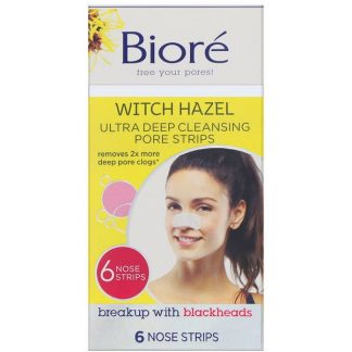 Biore, Ultra Deep Cleansing Pore Strips, Witch Hazel, 6 Nose Strips
