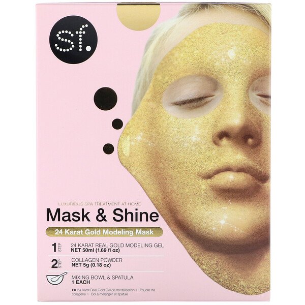 SFGlow, Mask & Shine, 24 Karat Gold Modeling Beauty Mask, 4 Piece Kit 1 SFGlow, Mask & Shine, 24 Karat Gold Modeling Beauty Mask, 4 Piece Kit