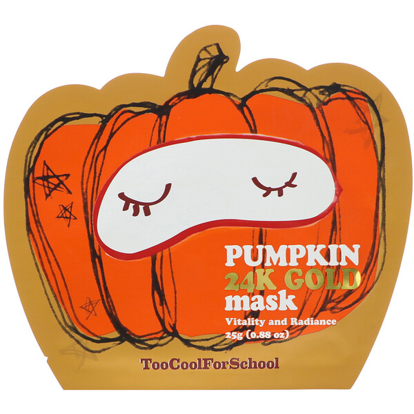 Too Cool for School, Pumpkin 24K Gold Beauty Mask, 1 Sheet, 0 Too Cool for School, Pumpkin 24K Gold Beauty Mask, 1 Sheet, 0.88 oz (25 g)