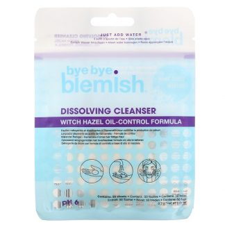 Bye Bye Blemish, Dissolving Cleanser, Witch Hazel Oil-Control Formula, 50 Sheets, 0.01 oz (0.3 g)