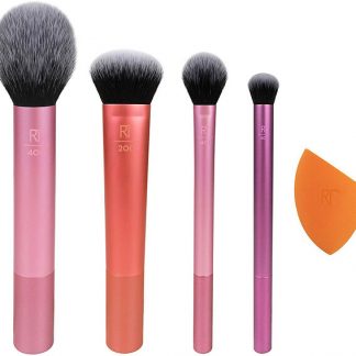 Real Techniques, Everyday Essentials, For Blush + Foundation + Shadow + Highlighter + Concealer, 5 Pieces