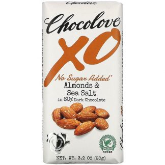 Chocolove, XO, Almonds & Sea Salt in 60% Dark Chocolate Bar, 3.2 oz (90 g)