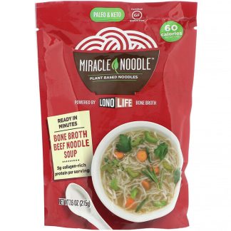 Miracle Noodle, Bone Broth Noodle Soup, Beef, 7.6 oz (215 g)