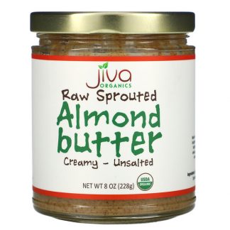 Jiva Organics, Raw Sprouted Almond Butter, Creamy - Unsalted, 8 oz (228 g)