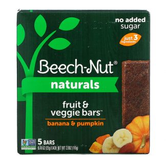 Beech-Nut, Naturals, Fruit & Veggie Bars, Stage 4, Banana & Pumpkin, 5 Bars, 0.78 oz (22 g) Each
