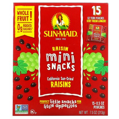 Sun-Maid, Raisin Mini Snacks, 15 Pouches, 0.5 oz (14 g) Each