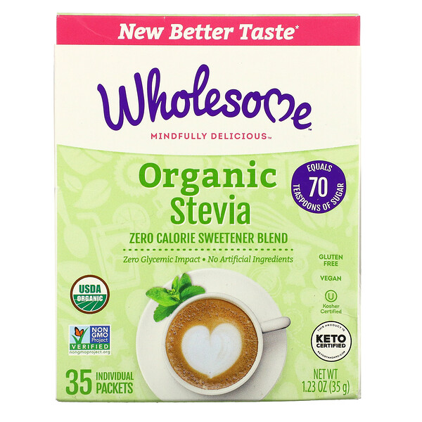 Wholesome, Organic Stevia, Zero Calorie Sweetener Blend, 35 Individual Packets, 1 Wholesome, Organic Stevia, Zero Calorie Sweetener Blend, 35 Individual Packets, 1.23 oz ( 35 g)