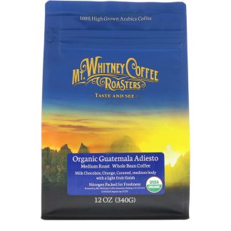 Mt. Whitney Coffee Roasters, Organic Guatemala Adiesto, Whole Bean Coffee, Medium Roast, 12 oz (340 g)