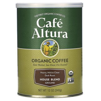Cafe Altura, Organic Coffee, House Blend, Ground, Dark Roast, 12 oz (340 g)