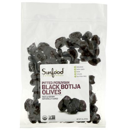 Sunfood, Pitted Peruvian Black Botija Olives, 8 oz (227 g)