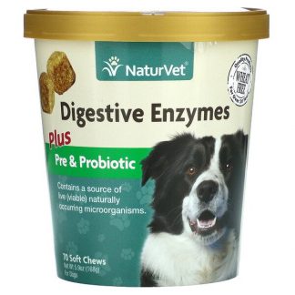 NaturVet, Digestive Enzymes, Plus Pre and Probiotic, For Dogs, 70 Soft Chews, 5.9 oz (168 g)