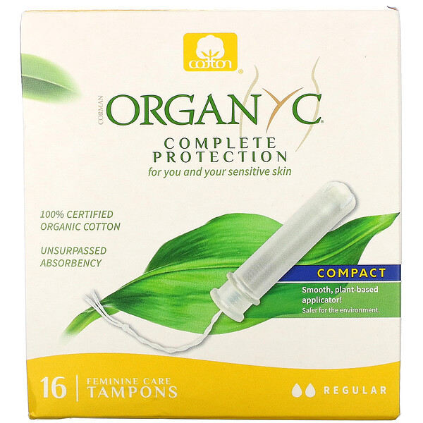 Organyc, Organic Tampons, Compact, Regular, 16 Tampons 1 Organyc, Organic Tampons, Compact, Regular, 16 Tampons