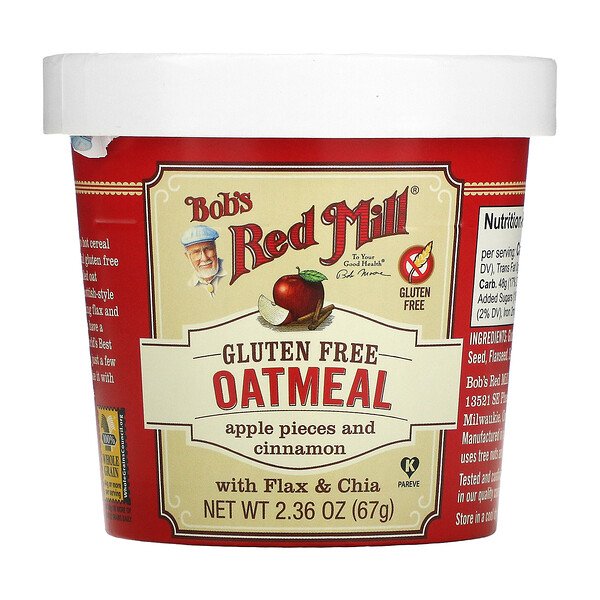Bob's Red Mill, Oatmeal Cup, Apple Pieces and Cinnamon, 2 Bob's Red Mill, Oatmeal Cup, Apple Pieces and Cinnamon, 2.36 oz (67 g)