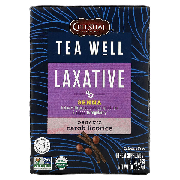 Celestial Seasonings, Laxative Tea, Senna, Organic Carob Licorice, Caffeine Free, 12 Tea Bags, 1 Celestial Seasonings, Laxative Tea, Senna, Organic Carob Licorice, Caffeine Free, 12 Tea Bags, 1.0 oz ( 27 g)