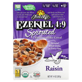 Food For Life, Ezekiel 4:9, Sprouted Flourless Flake Cereal, Raisin, 14 oz (397 g)