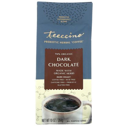 Teeccino, Prebiotic Herbal Coffee, Dark Chocolate, Dark Roast, Caffeine Free, 10 oz (284 g)
