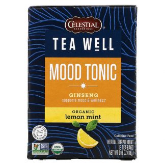 Celestial Seasonings, Mood Tonic, Ginseng, Organic Lemon Mint, Caffeine Free, 12 Tea Bags, 0.6 oz ( 18 g)